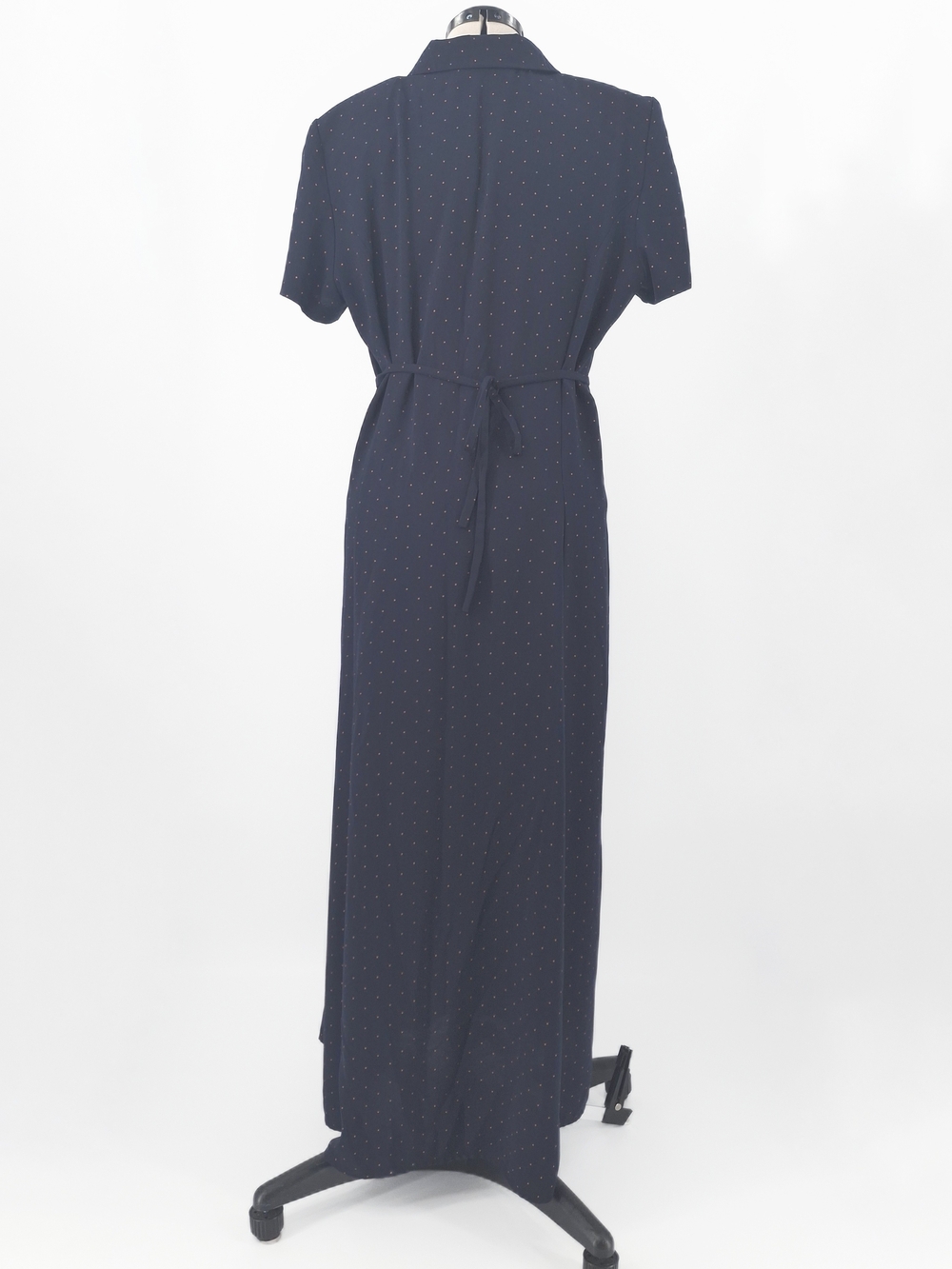 ✨Vintage 90s Norton McNaughton Navy Polka Dot Midi Shirt Dress✨ - Picture 7 of 16
